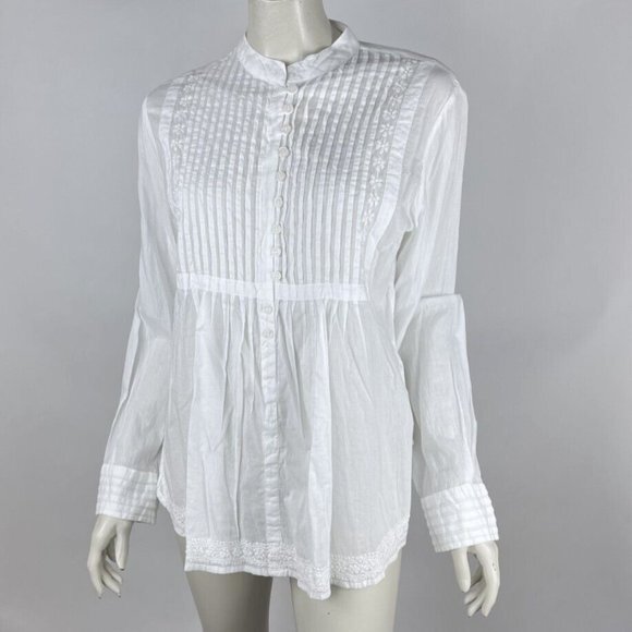 ipekevi Hand‎ made Blouse Top Women XL NWT Lightweight Cotton Embroidered White - Picture 2 of 16